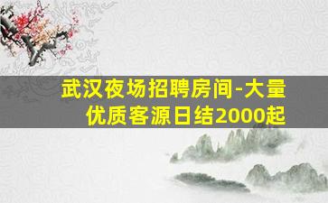 武汉夜场招聘房间-大量优质客源日结2000起